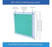 AirTech-UK Plasterboard Access Panel - OmniBlend Aluminium Inspection Hatch for Walls & Ceilings, Invisible Tileable Door, Push Lock, White Powder Coated Frame (250 X 400mm)