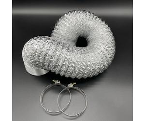 AirTech-UK Premium Aluminium Ducting - 200mm / Dia 8" - with 2 Duct Clamps - Flexible Ventilation for Grow Tents, Dryer Rooms, Kitchen, Restaurant - Durable Construction, High-Temperature Resistance.
