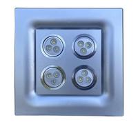 AirTech-UK Silver Bathroom Extractor Fan with 4 x 3 W LED Light Ceiling 100mm / 4 inches Exhaust Fan
