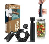 Airtender vacuum set jars & bottles - vacuum pump - 6 wine stoppers - gift box
