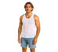 Airtex Mens White Vests Sleeveless Cotton Mesh Mens Singlets, Ideal Everyday Comfort, Classic White String Vest Style. The for Dad, Brother (UK, Alpha, L, Regular, Regular, 3, White)