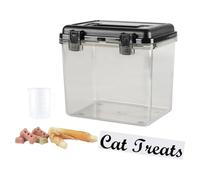 Airtight 13.2lb Pet Food Container With Lid & Scoop Large Cat Treat Organizer,Dog Treat Storage Tin for Kitchen Counter BPA Free,Well-Made Canister With Sturdy Clips Preventing Pet Thieves-Black