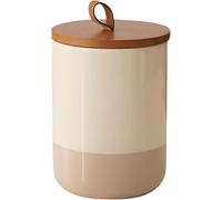 Airtight 800ml Ceramic Food Storage Canister With Wooden Lid - Perfect For Flour, Sugar, Coffee, Tea, Honey & Kitchen Organization