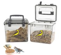 Airtight Bird Seed Storage Bird Seed Storage Container Wild Bird Food Storage Tin 2pack,Bird Food Dispenser with Lids & Handle, BPA Free Leakproof Seed Storage Container for Finches, 4.41LB/Grey