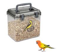 Airtight Bird Seed Storage Bird Seed Storage Container Wild Bird Food Storage Tin,Bird Food Dispenser with Lids & Handle, BPA Free Leakproof Cat & Dog Food Storage for Cockatiel, Finches, 4.41LB/Grey