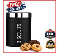 Airtight Black Biscuit Canister Durable Stainless Steel for Long-term Storage