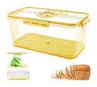 Airtight Bread Bins,Bread Storage Containers Plastic Bread Storage Box with Lid,Time Recording Bread Box Bread Loaf Keeper Bread Container to Keep It Fresh for Kitchen Counter (Yellow)