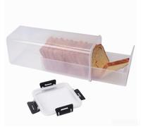 Airtight Bread Box, Large Plastic Bread Storage Container with Drawer for Kitchen Counter, Sealed Bread Keeper for Toast and Sandwiches, White/Black(B)