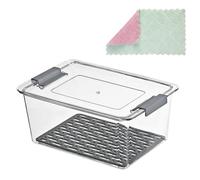 Airtight Cheese Storage Container for Fridge with Removable Drain Tray, BPA-Free Plastic Box Organizer - 25x16.5x11.5cm, Stackable & Mold-Resistant Organisers for Cheese Chunks & Slices(1 PCS)