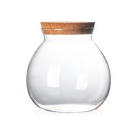 Airtight Clear Round Glass Jar with Cork Tea Caddy Container Vase Eco Bottle Small Ball Moss DIY Canister for Kitchen Storage Home Decoration 500ml 17oz