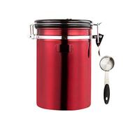 Airtight Coffee Canister,1.2L Stainless Steel Espresso Storage Jar with Release Valve, Measuring Scoop and Date Tracker for Nuts Grains Flour Sugar Coffee Grounds Tea Canister Leak Proof Storage Jar