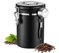 Airtight Coffee Canister, 1800ML Coffee Grind Storage, Stainless Steel Coffeees Container with Date Tracker and Measure Scoop, Kitchen Food Storage Container for Grounds Tea Sugar