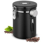 Airtight Coffee Canister, 2.8 L Stainless Steel Container for 1kg/35oz Coffee Beans, Storage Jars with Date Tracker, CO2 Valve and Scoop, Kitchen Storage Container for Beans, Tea, Sugar, Cereal, Flour