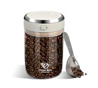 Airtight Coffee Canister, Borosilicate Glass Coffee Bean Storage Jar with One-way CO2 Valve and Date Tracker Food Storage Container Clear Glass Vacuum Seal Container for Nuts Spices Sugar Tea (1100ml)