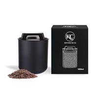 Airtight Coffee Canister for 250 g Coffee Beans with Vacuum Lid (Container for Coffee, Tea, Stainless Steel Tin for Storage with Aroma Closure, Storage Jar for 250 g Coffee) Matte Black (1000 ml)