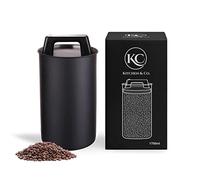 Airtight Coffee Canister for 500 g Coffee Beans with Vacuum Lid (Container for Coffee, Tea, Stainless Steel Container for Storage with Aroma Closure, Storage Jar for 500 g Coffee) Matte Black (1700)
