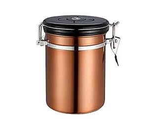 Airtight Coffee Storage,1.5L Kitchen Coffee Canister, Stainless Steel Food Storage Container with Release Valve - Date Tracker Extra Scoop, Coffee Storage Jar, for Tea, Flour, Sugar - Rose Gold