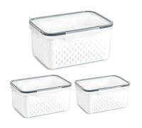Airtight Food Container - Refrigerator 3 Pieces, Kitchen Organizer Removable Dish Drainer for Fruit and Vegetable Fruit Salad Robust and Stable Quality Material Tool Model