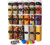 Airtight Food Storage Container Set - 24 Piece, Kitchen & Pantry Organization, BPA-Free, Plastic Canisters with Durable Lids Ideal for Cereal, Flour & Sugar - Labels, Marker & Spoon Set