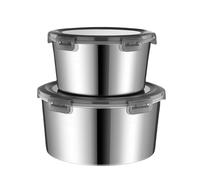 Airtight Food Storage Containers, Stainless Steel Deli and Soup Containers with Leak-Proof Lids, Set of 2, Stackable Kitchen Storage Solution (2200ML+3600ML)