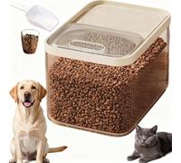Airtight Pet Food Storage Container with Measuring Cup, 4kg / 6kg / 14kg, Large Dry Dog Food Bin, Cat Kibble Dispenser, Plastic Bird Seed Storage Box, Pour Spout, Kitchen Pantry (Transparent, Large)