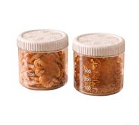 Airtight Plastic Storage Jar 1.5L Stackable Kitchen Container(600ml 2pcs) | Clear visibility, measurement indicators, portion control, easy monitoring, white plastic body