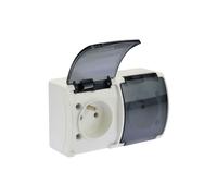 Double Socket with/u Airtight N/T IP44 White with Flap 162-51