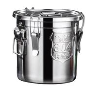 Airtight Stainless Steel Bucket, Metal Food Canister with Leakproof Lid and Lock Clips for Rice, Flour, Grain, and Coffee Bean Storage