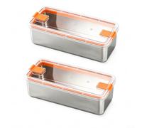 Airtight Stainless Steel cured meats for Deli Meat Container 2 Packfor Freshness(orange)