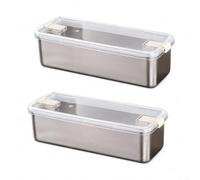 Airtight Stainless Steel cured meats for Deli Meat Container 2 Packfor Freshness(white)