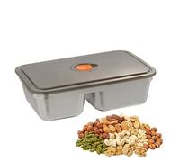 Airtight Stainless Steel Food Box - 8.66 Inch 2-Compartment Reusable Lunch Container, Portable Square Box | Meal Prep and Snack Storage for Fridge, Outdoor Activities, Work, School, Daycare, Kitchen U