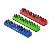 AIRTOON 3PCS 1/4" Magnetic Hex Bit Holder, 43 Holes Bit Storage with Strong Magnetic Base, Magnetic Screwdriver Bit Organizer, Red, Blue and Green