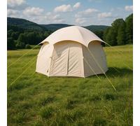 AirTrek 5m Inflatable Dome Tent - 200gsm Cotton Canvas Glamping Tent, 8 Air Beams, 3m Centre Height, 4 Mesh Windows, Fast 20-Minute Setup, Protective Cover, Family Camping Tent