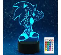 AIRUEEK Sonic The Hedgehog Night Light for Kids - 3D Illusion Lamp With 16 Colors Change and Remote Control, Toys Decor Room, Gifts for Boys Girls Christmas Valentine's