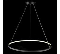AIRUI 1-Light Circle Pendant Light,LED Metal Acrylic Chandelier Modern Suspended Adjustable Hanging Light for Living Room,Bedroom,Kitchen,Black+TricolorLight-20cm