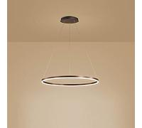 AIRUI 1-Light Single Circle Pendant Light Nordic Modern Ring Chandelier Suspended Adjustable LED Hanging Lamp for Living Room Bedroom Dining Room,Brown+Warm White-40CM 25W