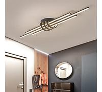 AIRUI 3-Light Long LED Ceiling Light, Modern Flush Mount Ceiling Lighting Fixture Creative Novelty Ceiling Lamps for Bedroom Hallway Kitchen,Black+Stepless Dimming-110cm 47W