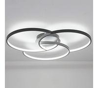 AIRUI 3 Rings Ceiling Light LED Flush Mount Ceiling Light Fixture Modern Ceiling Lamp Round Chandelier For Bedroom Dining Room Living Room,Black+Cold White-58cm 38W