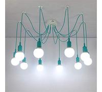 AIRUI Colorful Pendant Lights Silicone E27 Spider Chandelier Modern Creative Pendant Lamp for Bedroom Dining Room Restaurant Bar,Sky Blue-10Head