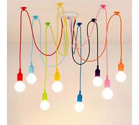 AIRUI Colorful Pendant Lights Silicone E27 Spider Chandelier Modern Creative Pendant Lamp for Bedroom Dining Room Restaurant Bar,Rainbow-10Head