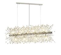 AIRUI Crystal Island Chandelier LED Dandelion Pendant Light Modern Adjustable Hanging Lamp Living Room Restaurant Dining Table Ceiling Light,Silver+WarmLight-92 * 40cm