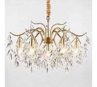AIRUI Crystal Pendant Chandelier, Modern Flush Mount Pendant Light Luxury Elegant Ceiling Light for Living Room Bedroom Dining Room Office,Gold+Warm White-7 Heads