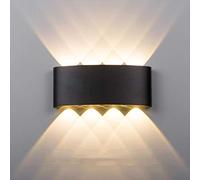 AIRUI LED Wall Lights IP65 Waterproof Up/Down Wall Lamp Modern Aluminium Indoor Outside Wall Wash Light for Living Room Bedroom Bathroom,Black+WarmWhite-8W