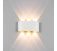AIRUI LED Wall Lights IP65 Waterproof Up/Down Wall Lamp Modern Aluminium Indoor Outside Wall Wash Light for Living Room Bedroom Bathroom,White+WarmWhite-6W
