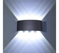 AIRUI LED Wall Lights IP65 Waterproof Up/Down Wall Lamp Modern Aluminium Indoor Outside Wall Wash Light for Living Room Bedroom Bathroom,Black+CoolWhite-8W