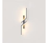 AIRUI Linear LED Wall Light Nordic Modern Long Strip Wall Lamps Indoor Metal Acrylic Wall Sconce for Bedroom Bedside Living Room Hallway(60cm, 10W,Black, Warm White, Right)