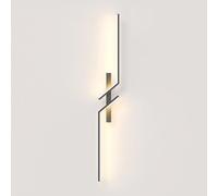 AIRUI Linear LED Wall Light Nordic Modern Long Strip Wall Lamps Indoor Metal Acrylic Wall Sconce for Bedroom Bedside Living Room Hallway(100cm, 16W,Black, Neutral White, Right)