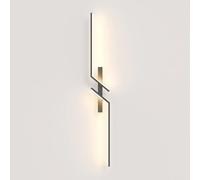 AIRUI Linear LED Wall Light Nordic Modern Long Strip Wall Lamps Indoor Metal Acrylic Wall Sconce for Bedroom Bedside Living Room Hallway(100cm, 16W,Black, Neutral White, Left)