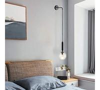 AIRUI Nordic Style Wall Light Modern E27 Glass Sconce Wall Lamps for Living Room Bedroom Bedside Lamp Indoor Pendant Wall Lighting Fixture,Black+Clear-WarmLight