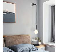 AIRUI Nordic Style Wall Light Modern E27 Glass Sconce Wall Lamps for Living Room Bedroom Bedside Lamp Indoor Pendant Wall Lighting Fixture,Black+MilkyWhite-WarmLight